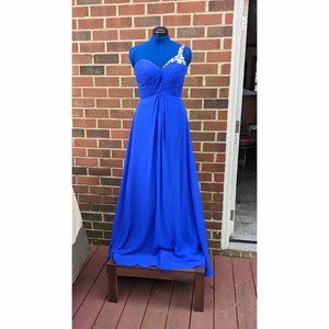 Gorgeous blue evening gown - one shoulder